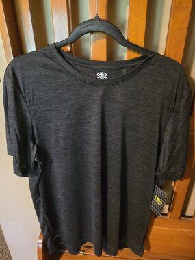 Athletic Works Mens Poly Jersey Tee Rich Black Stripe- Size XL